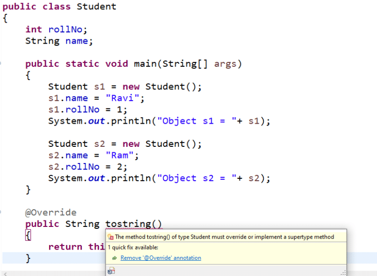 tostring method in java and java object tostring JavaGoal